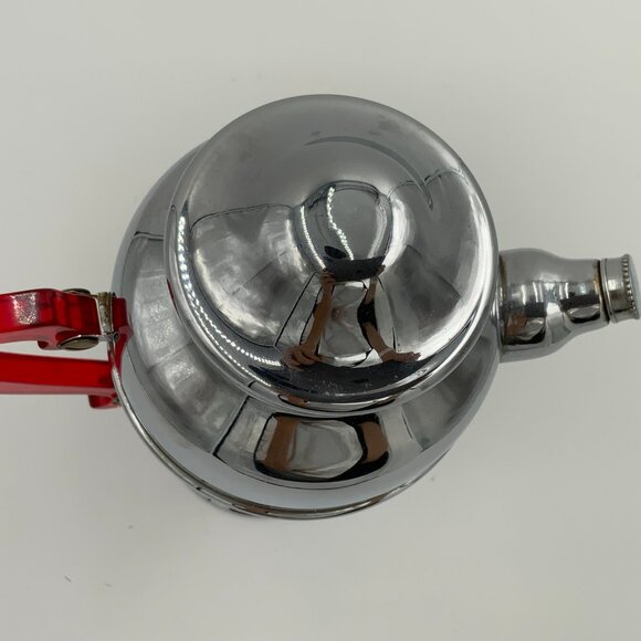 Vintage Art Deco Chrome Cocktail Shaker Mixer Red Bakelite Handle 12" Barware - Picture 14 of 14